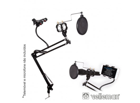 Velleman Suporte Mesa para Microfone com Filtro Acústico Velleman Suporte Mesa para Microfone com Filtro Acústico